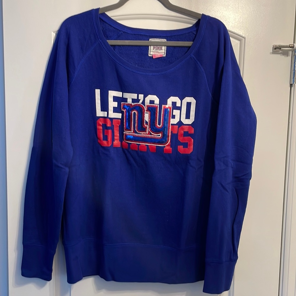 PINK Victorias Secret NY Giants Crew Neck Sweatshirt, Size Large.